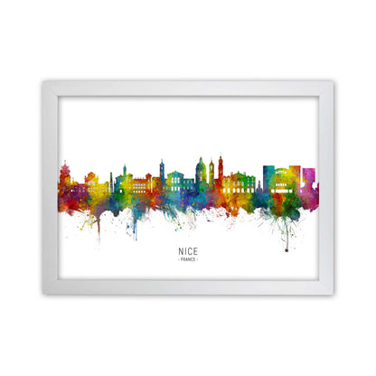 Nice France Skyline Art Print by Michael Tompsett White Grain