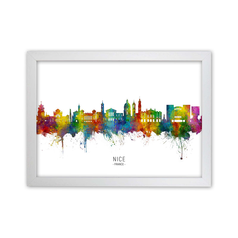 Nice France Skyline Art Print by Michael Tompsett White Grain