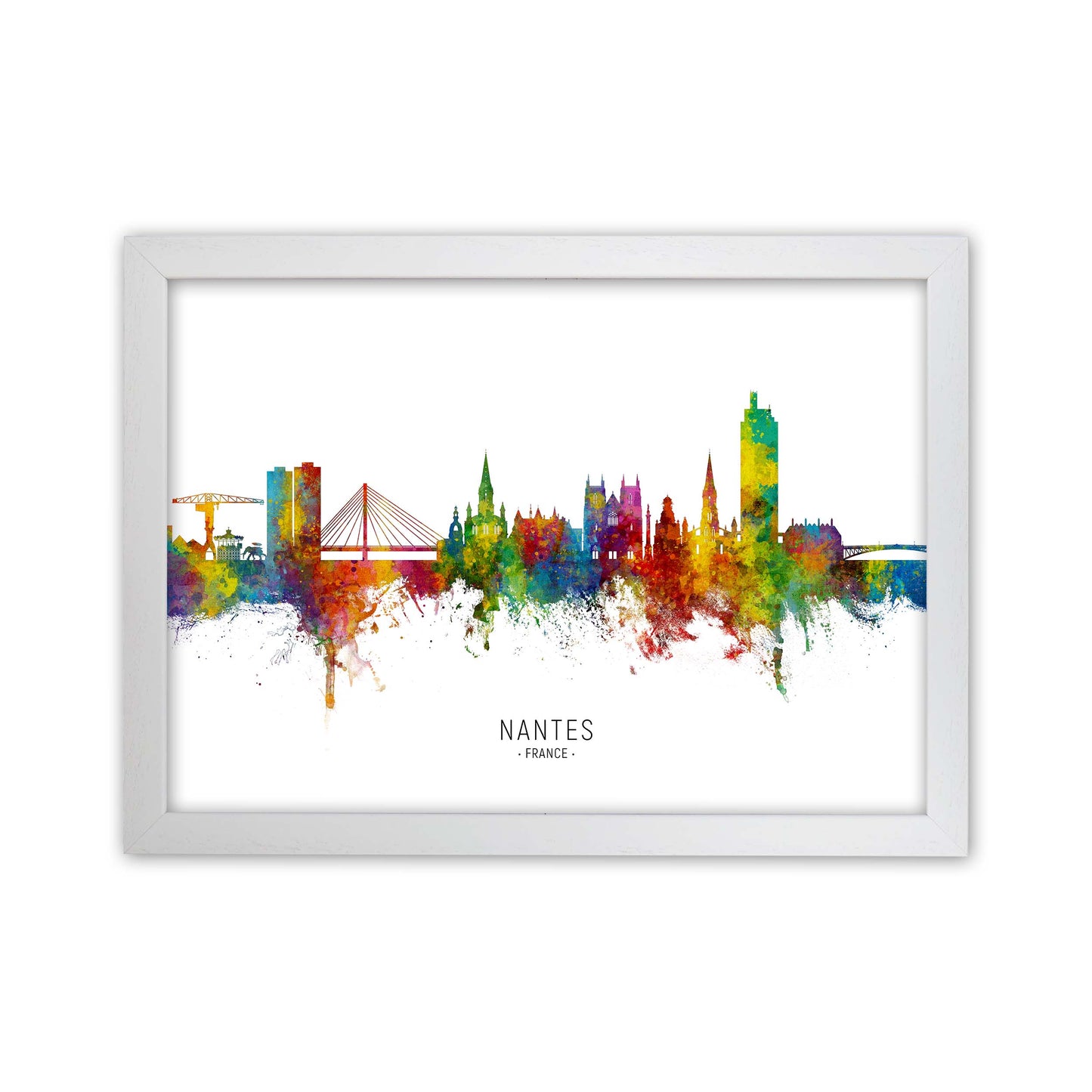 Nantes France Skyline Art Print by Michael Tompsett White Grain