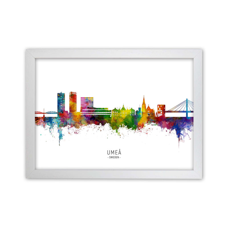 Umea Sweden Skyline Art Print by Michael Tompsett White Grain
