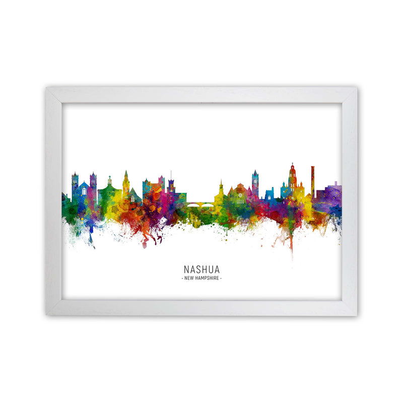 Nashua New Hampshire Skyline Art Print by Michael Tompsett White Grain