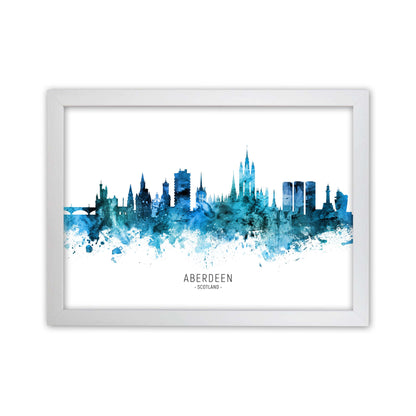 Aberdeen Scotland Skyline Blue City Name  by Michael Tompsett White Grain