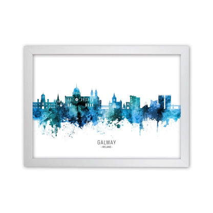 Galway Ireland Skyline Blue City Name  by Michael Tompsett White Grain