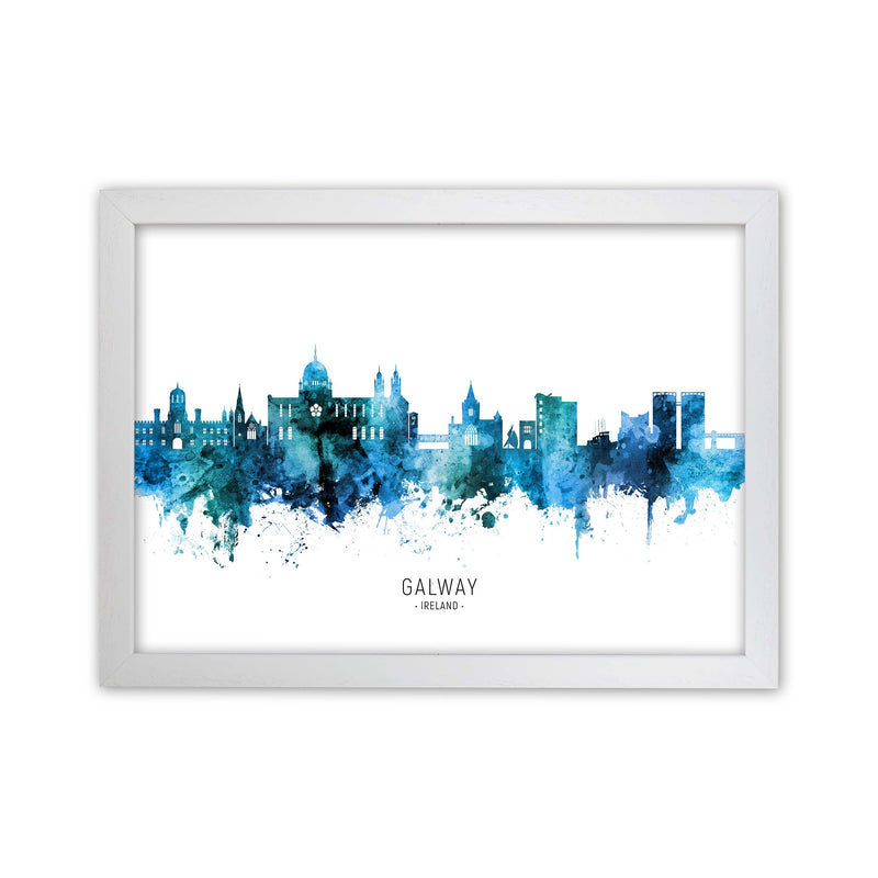 Galway Ireland Skyline Blue City Name  by Michael Tompsett White Grain