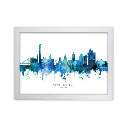 Northampton England Skyline Blue City Name  by Michael Tompsett White Grain