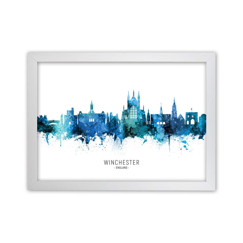 Winchester England Skyline Blue City Name  by Michael Tompsett White Grain