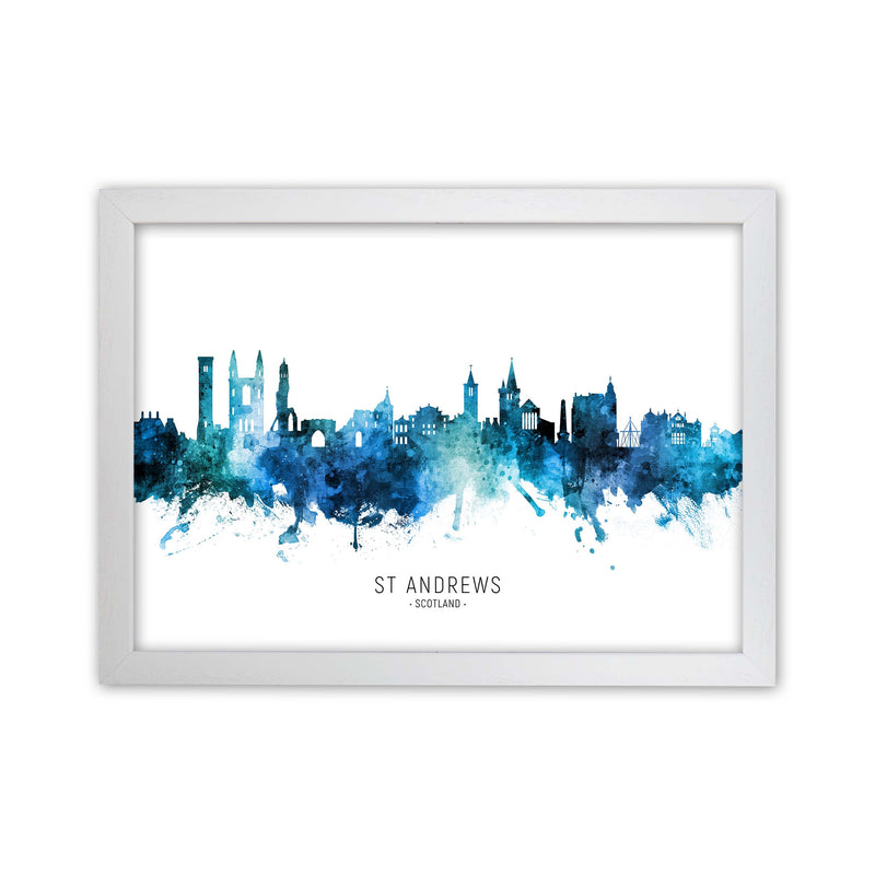 St Andrews Scotland Skyline Blue City Name  by Michael Tompsett White Grain