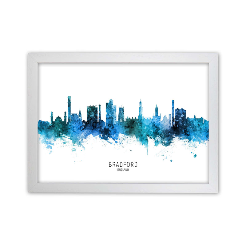 Bradford England Skyline Blue City Name  by Michael Tompsett White Grain
