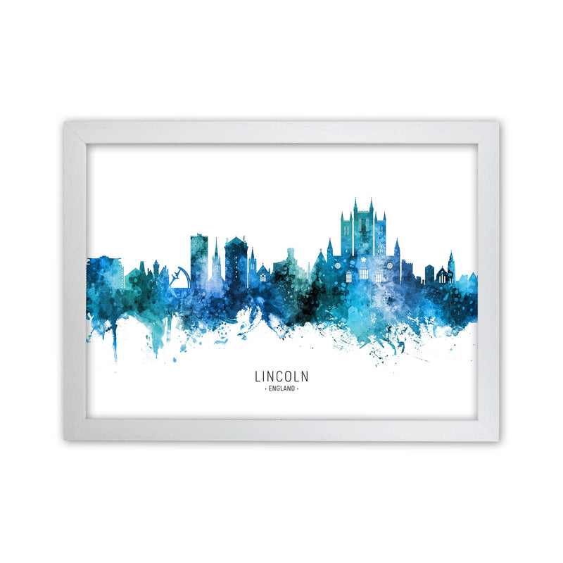 Lincoln England Skyline Blue City Name  by Michael Tompsett White Grain