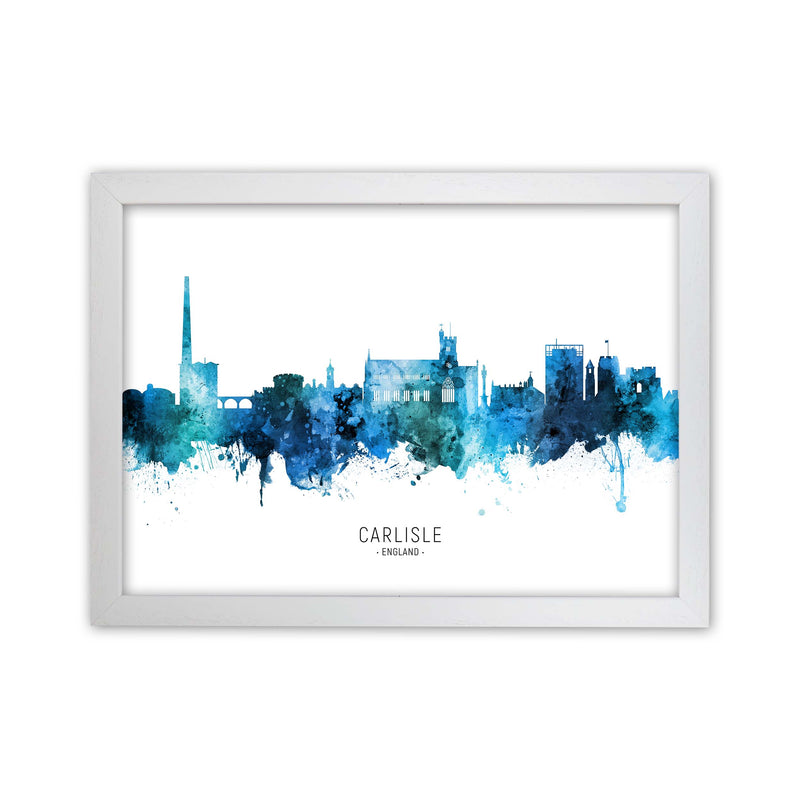 Carlisle England Skyline Blue City Name  by Michael Tompsett White Grain