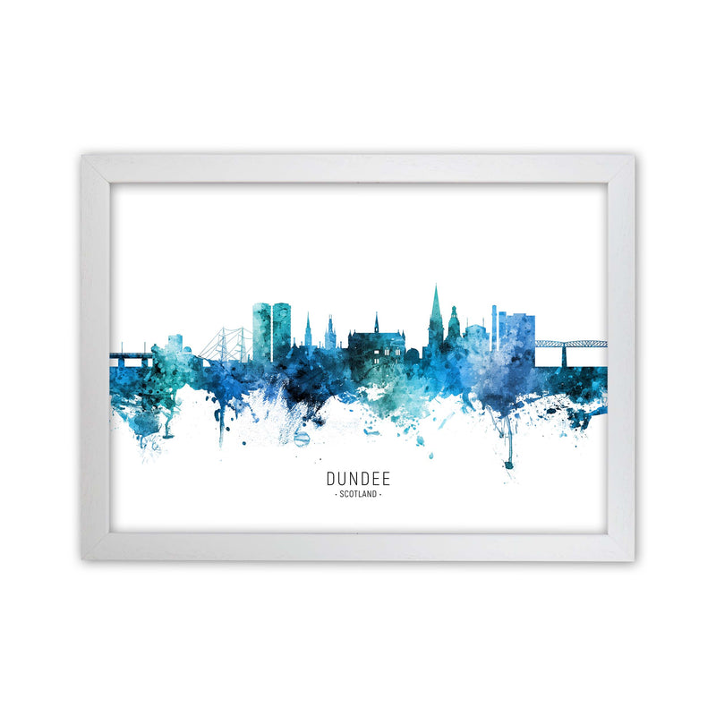 Dundee Scotland Skyline Blue City Name  by Michael Tompsett White Grain