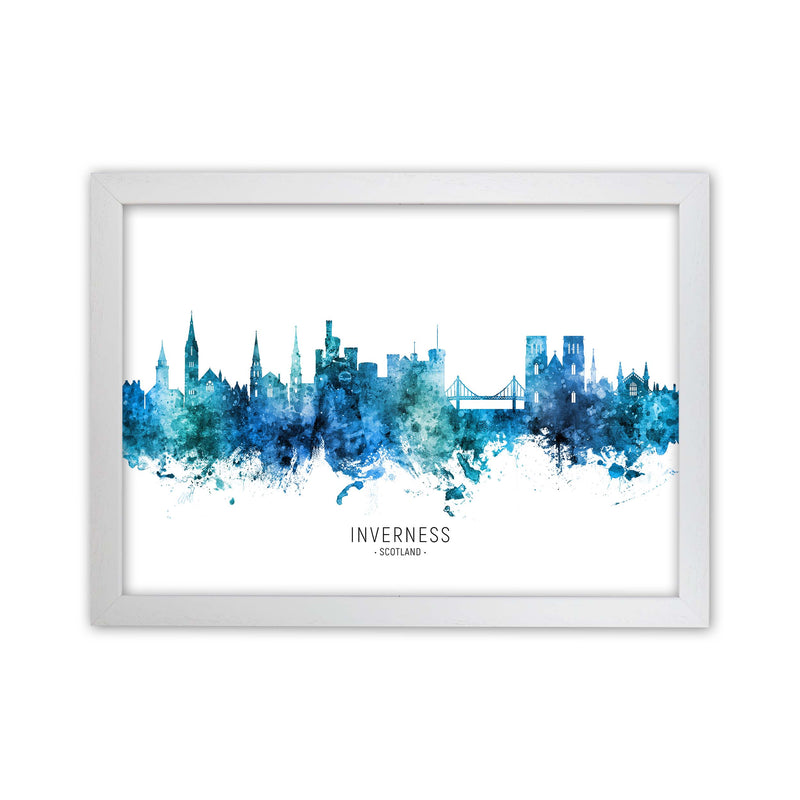 Inverness Scotland Skyline Blue City Name  by Michael Tompsett White Grain