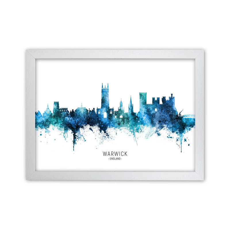 Warwick England Skyline Blue City Name  by Michael Tompsett White Grain