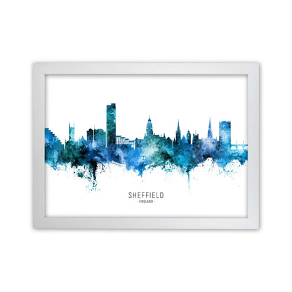 Sheffield England Skyline Blue City Name  by Michael Tompsett White Grain