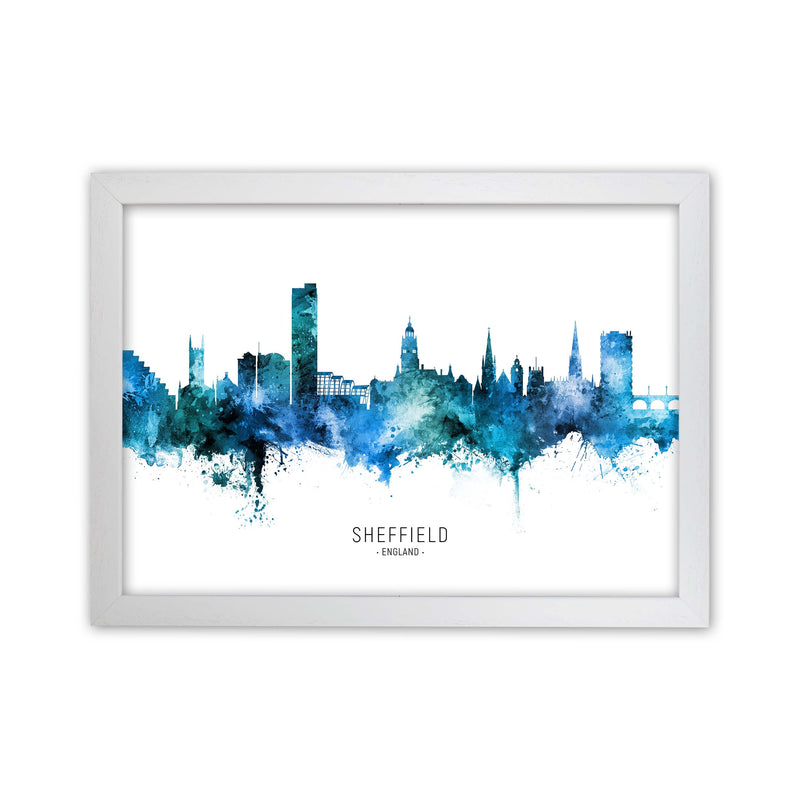 Sheffield England Skyline Blue City Name  by Michael Tompsett White Grain