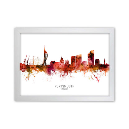 Portsmouth England Skyline Red City Name  by Michael Tompsett White Grain