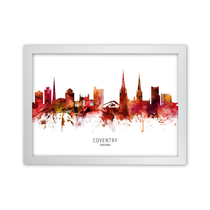Coventry England Skyline Red City Name  by Michael Tompsett White Grain