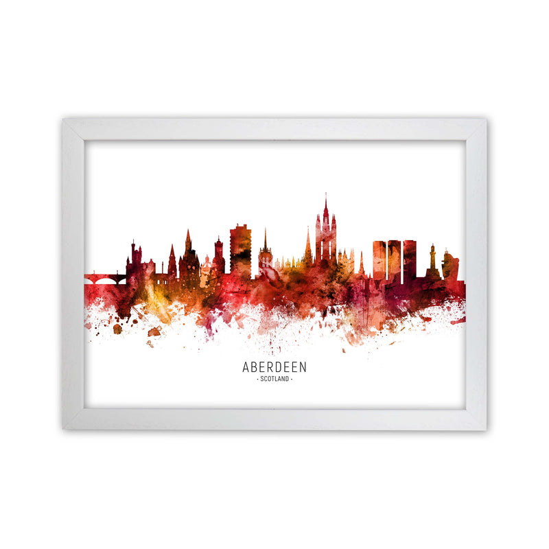 Aberdeen Scotland Skyline Red City Name  by Michael Tompsett White Grain