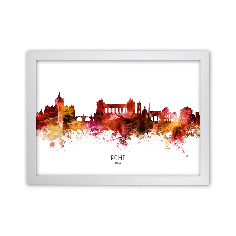 Rome Italy Skyline Red City Name Print by Michael Tompsett White Grain