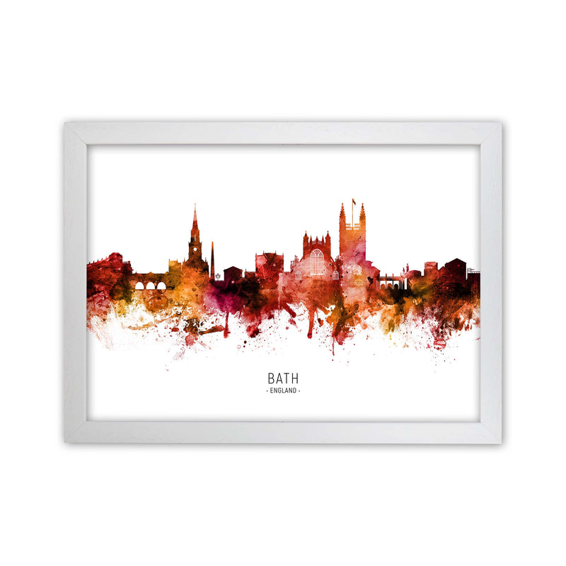 Bath England Skyline Red City Name Print by Michael Tompsett White Grain