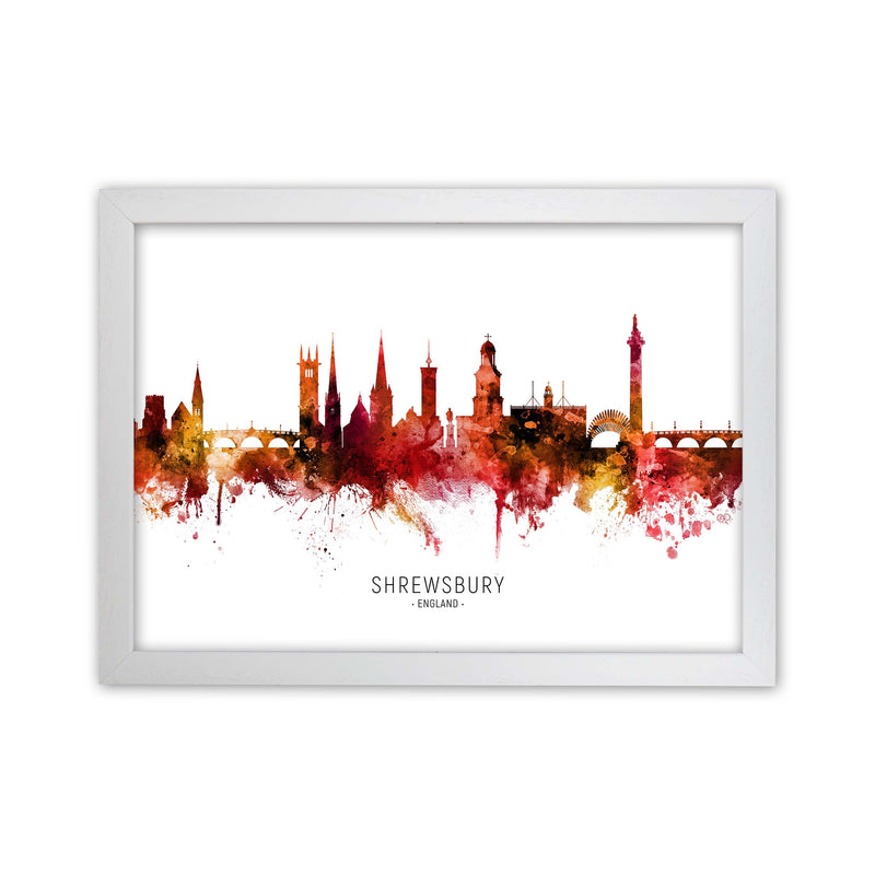 Shrewsbury England Skyline Red City Name  by Michael Tompsett White Grain