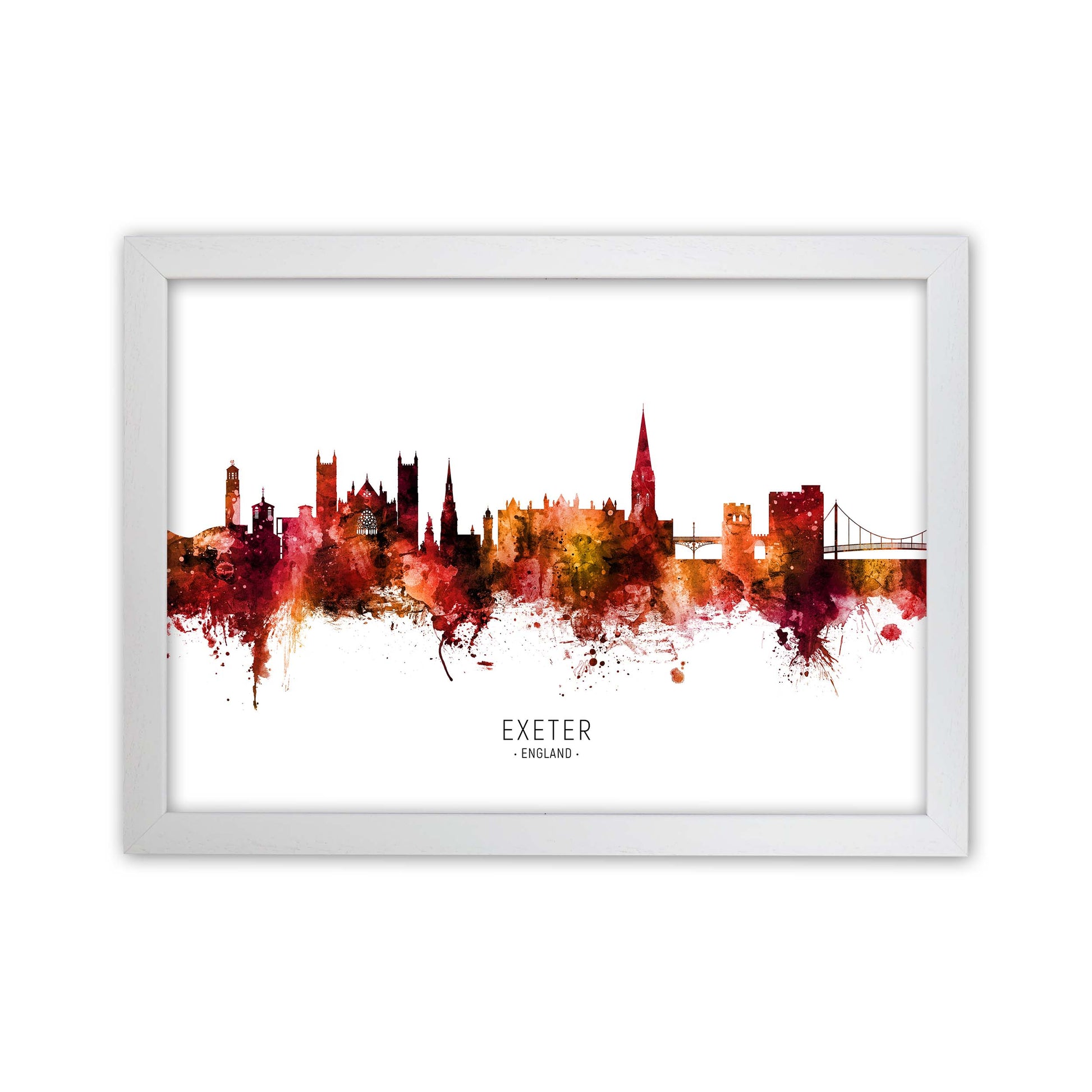 Exeter England Skyline Red City Name  by Michael Tompsett White Grain