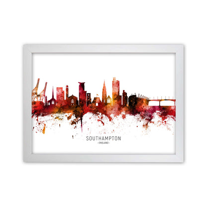 Southampton England Skyline Red City Name  by Michael Tompsett White Grain