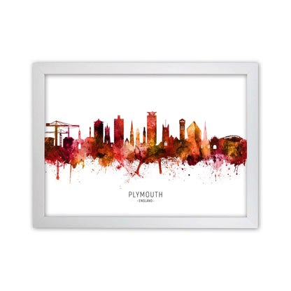 Plymouth England Skyline Red City Name  by Michael Tompsett White Grain