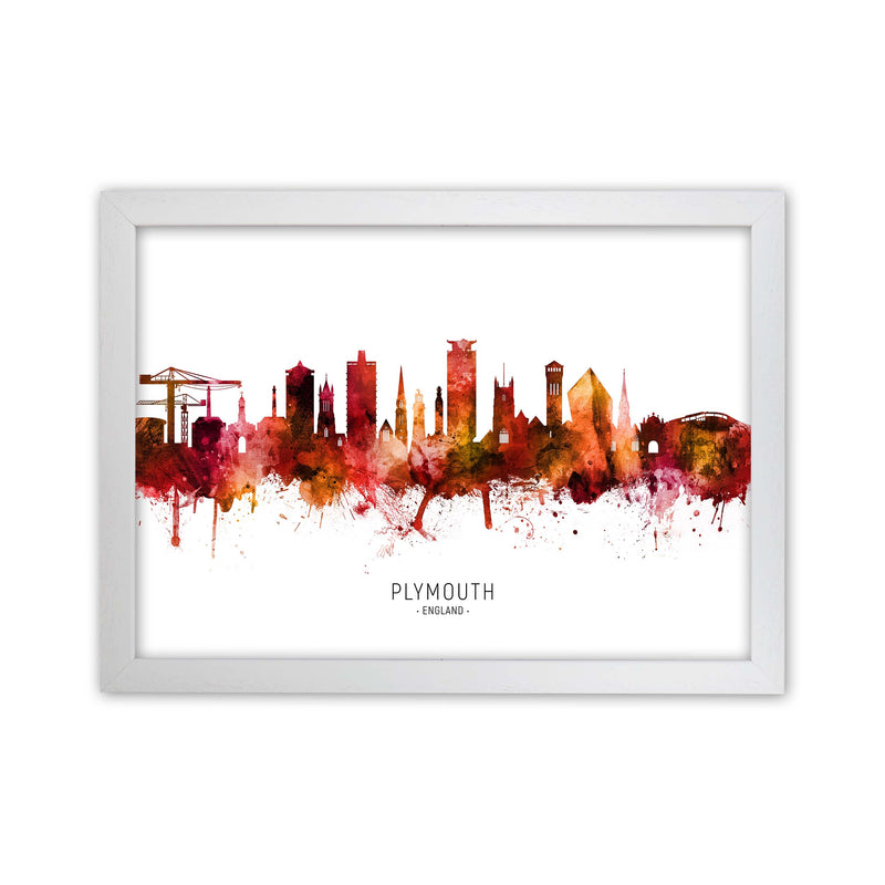 Plymouth England Skyline Red City Name  by Michael Tompsett White Grain