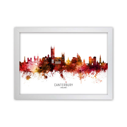 Canterbury England Skyline Red City Name  by Michael Tompsett White Grain