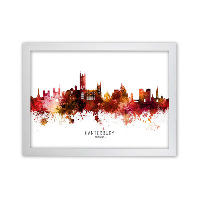 Canterbury England Skyline Red City Name  by Michael Tompsett White Grain