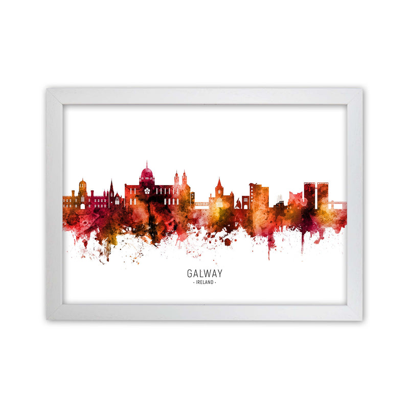 Galway Ireland Skyline Red City Name  by Michael Tompsett White Grain