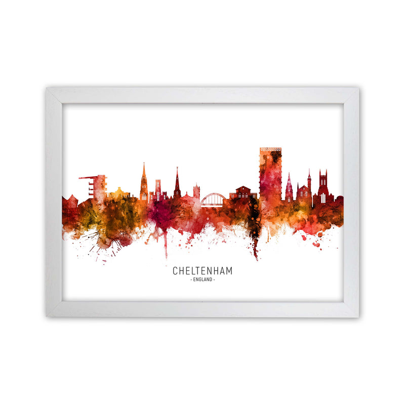 Cheltenham England Skyline Red City Name  by Michael Tompsett White Grain