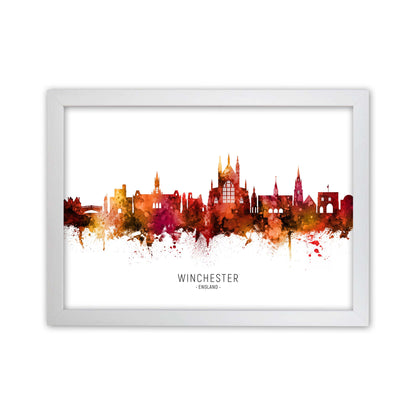 Winchester England Skyline Red City Name  by Michael Tompsett White Grain