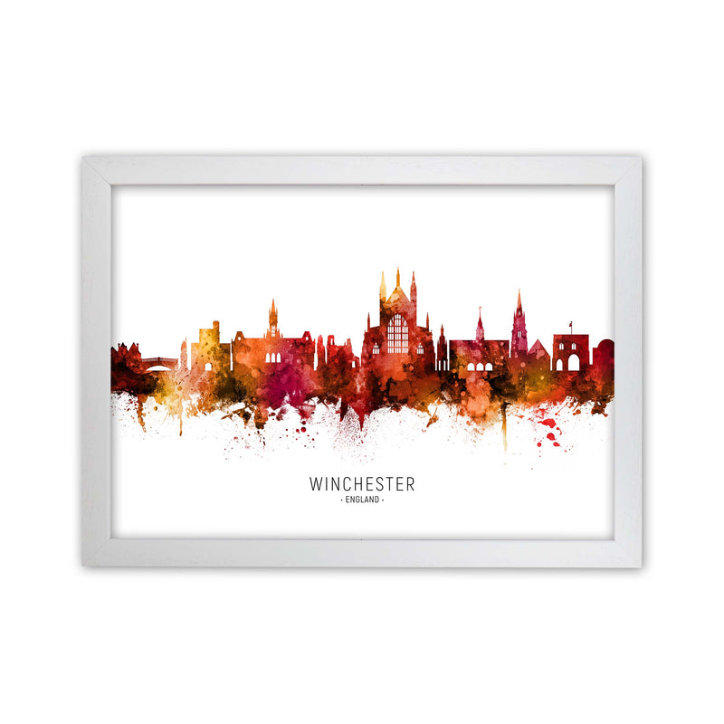 Winchester England Skyline Red City Name  by Michael Tompsett White Grain