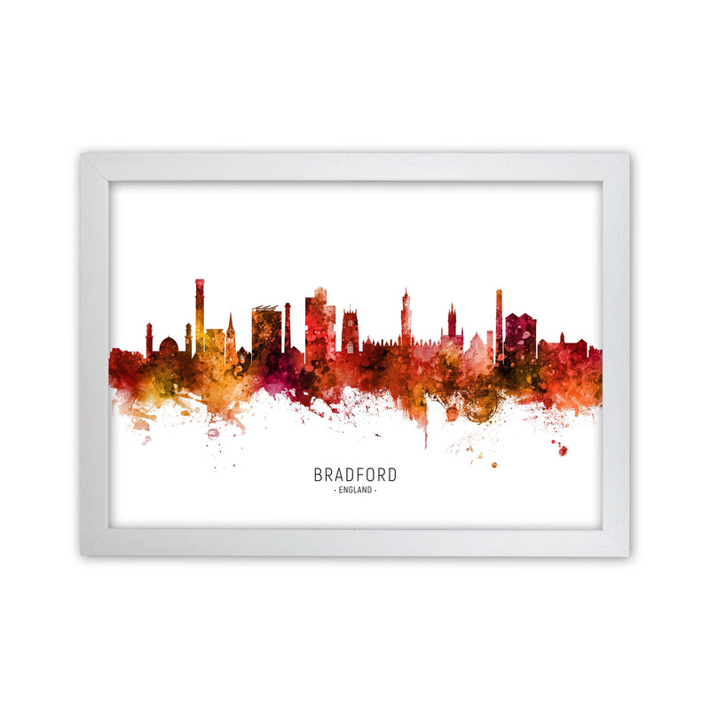 Bradford England Skyline Red City Name  by Michael Tompsett White Grain