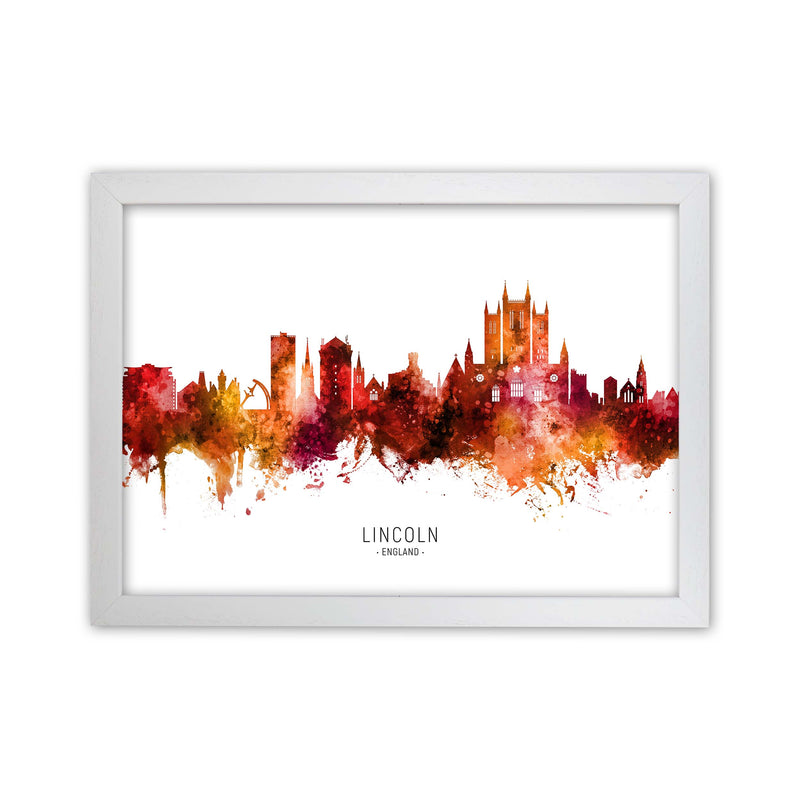 Lincoln England Skyline Red City Name  by Michael Tompsett White Grain