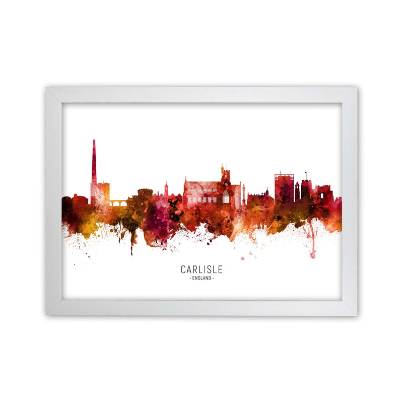 Carlisle England Skyline Red City Name  by Michael Tompsett White Grain