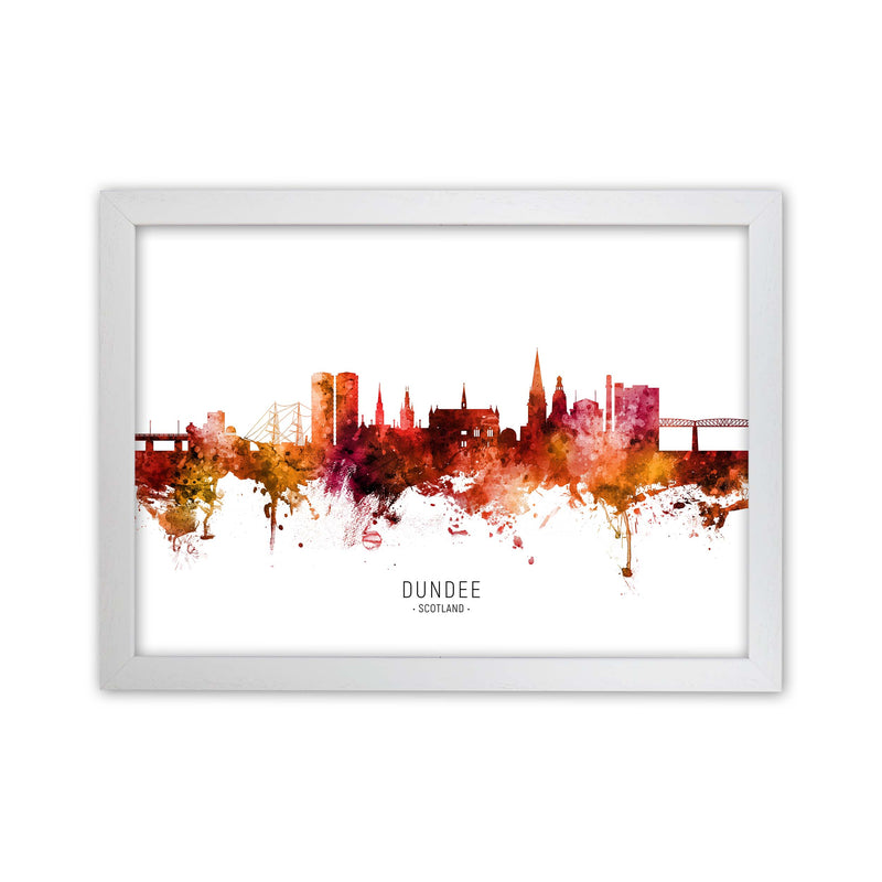 Dundee Scotland Skyline Red City Name  by Michael Tompsett White Grain