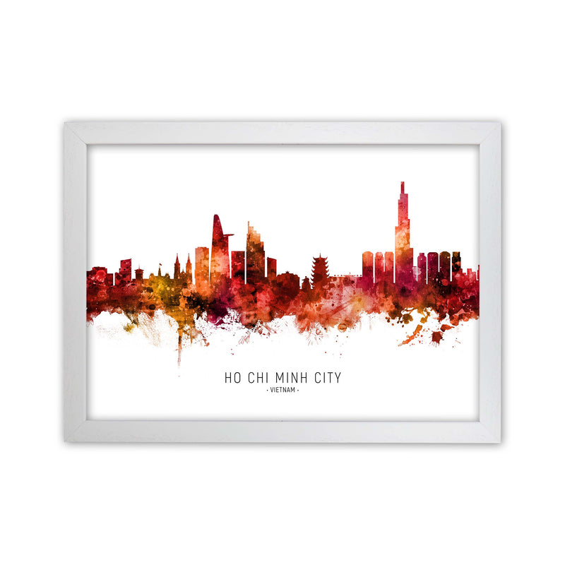 Ho Chi Minh City Vietnam Skyline Red City Name  by Michael Tompsett White Grain