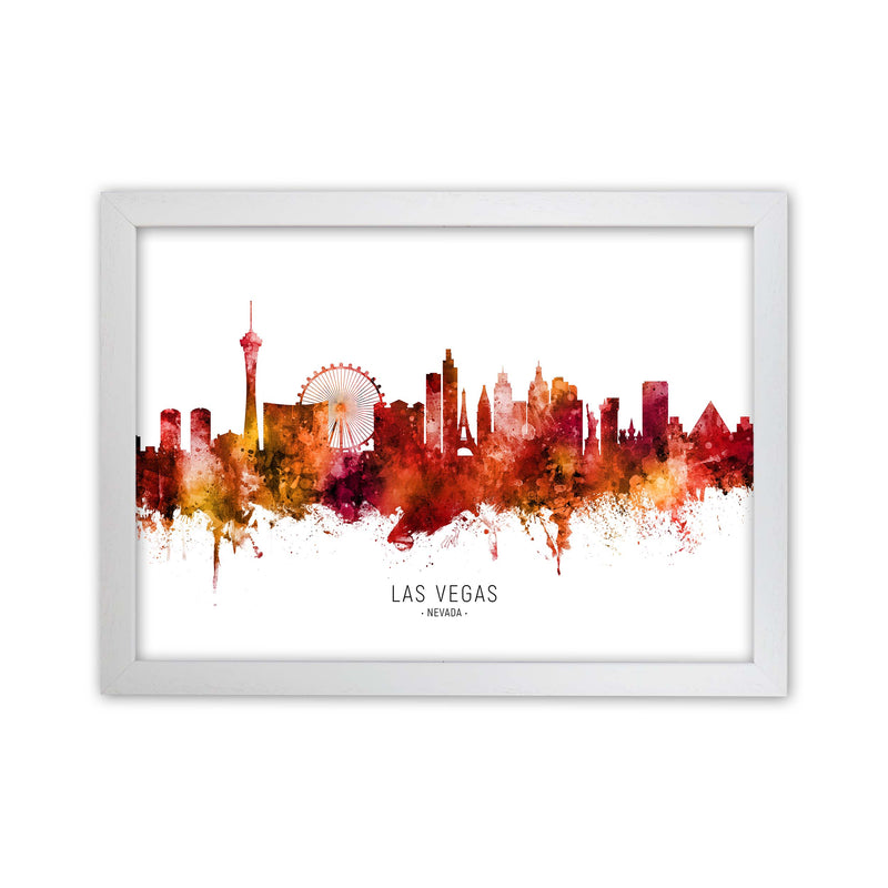 Las Vegas Nevada Skyline Red City Name  by Michael Tompsett White Grain
