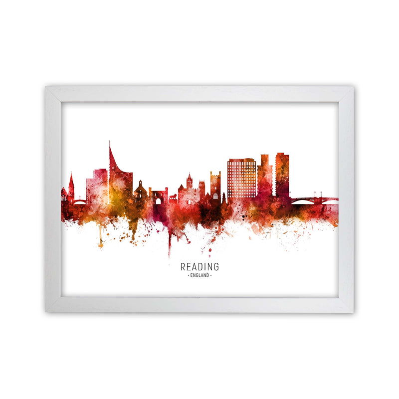 Reading England Skyline Red City Name  by Michael Tompsett White Grain