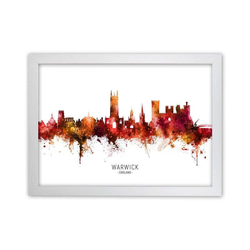 Warwick England Skyline Red City Name  by Michael Tompsett White Grain