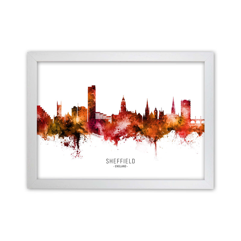 Sheffield England Skyline Red City Name  by Michael Tompsett White Grain
