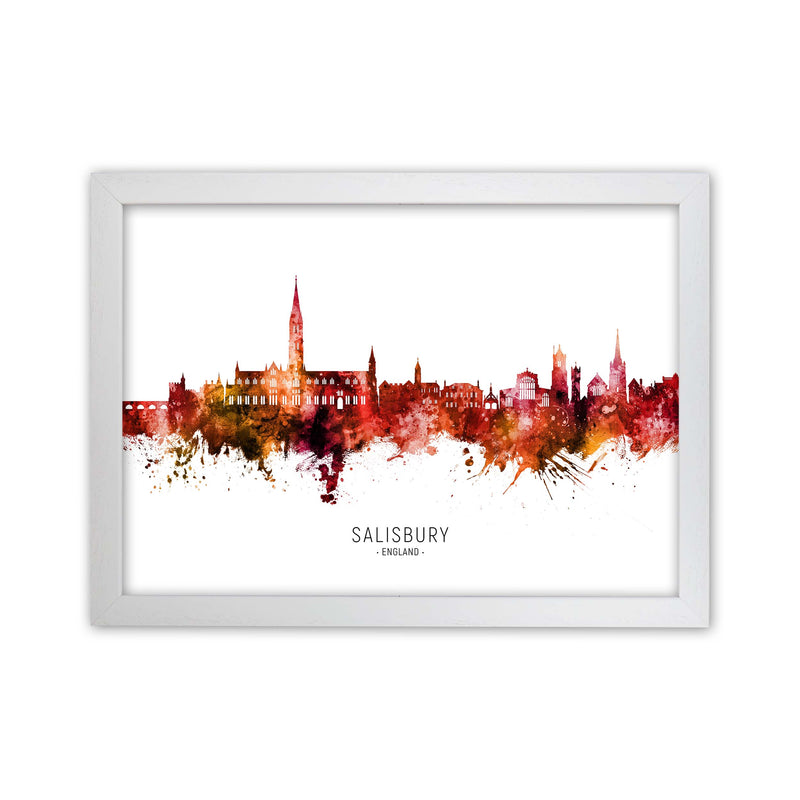 Salisbury England Skyline Red City Name  by Michael Tompsett White Grain