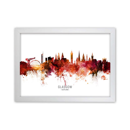 Glasgow Scotland Skyline Red City Name  by Michael Tompsett White Grain