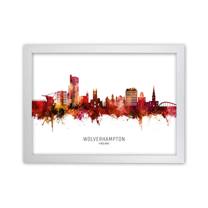 Wolverhampton England Skyline Red City Name  by Michael Tompsett White Grain