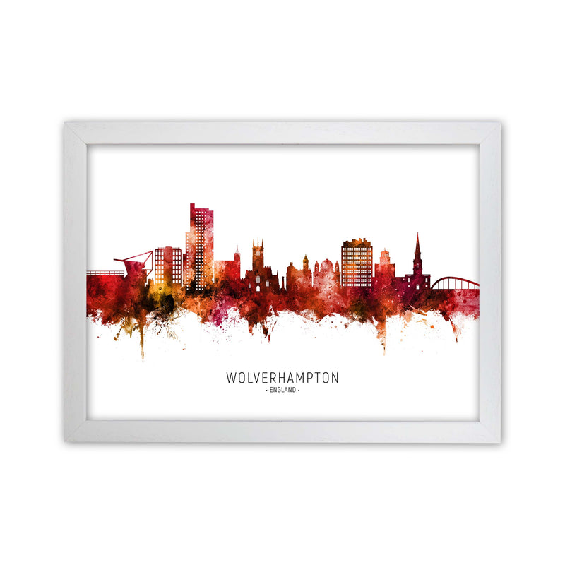 Wolverhampton England Skyline Red City Name  by Michael Tompsett White Grain