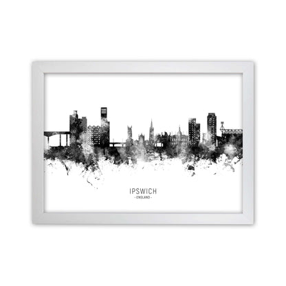 Ipswich England Skyline Black White City Name  by Michael Tompsett White Grain