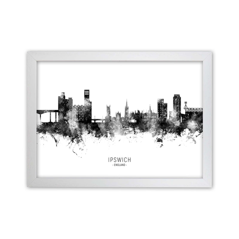 Ipswich England Skyline Black White City Name  by Michael Tompsett White Grain